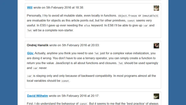 ES2015 `const` is not about immutability
