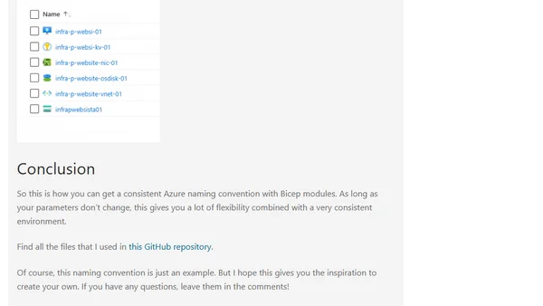 Get a consistent Azure naming convention with Bicep modules