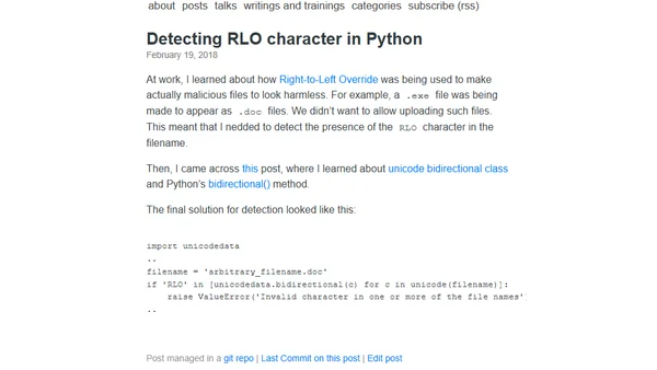 Detecting RLO character in Python