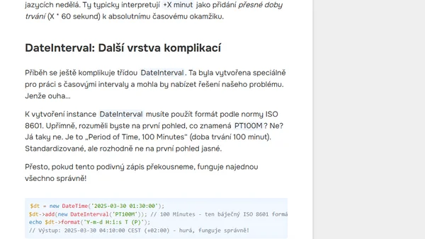 100 minut je méně než 50? Paradoxy PHP při změně času