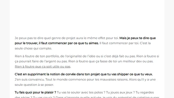 Un projet perso n’est pas une corvée