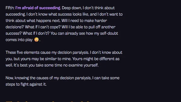 Fighting decision paralysis