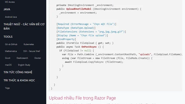 (ASP.NET Razor) Upload file trong Razor Page với IFormFile