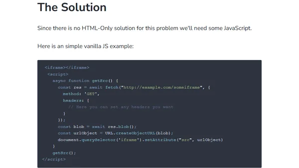 How to add Request Headers to an IFrame src request