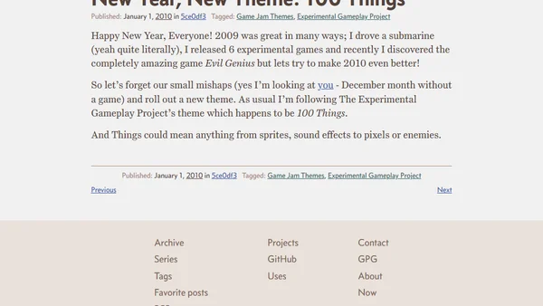 New Year, New Theme: 100 Things