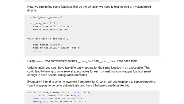 Using -Wl,--wrap for mocking in C