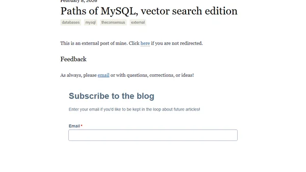 Paths of MySQL, vector search edition