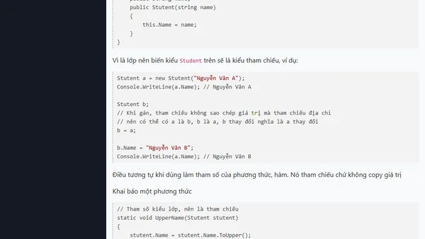 Kiểu giá trị và kiểu tham chiếu truyền tham số tham chiếu trong C Sharp