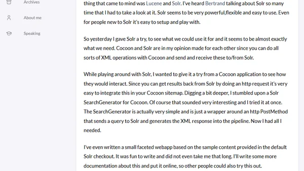 Combining Cocoon and Solr