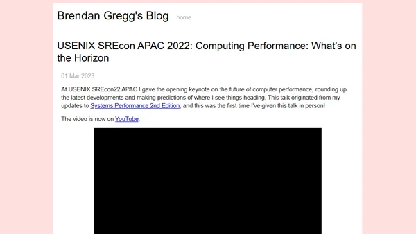 USENIX SREcon APAC 2022: Computing Performance: What's on the Horizon