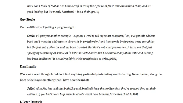Notes on "Coders at Work"
