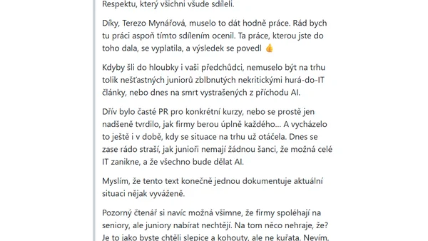 Týdenní poznámky: Konečně hotový kurz, knedlík v krku a klubové akce