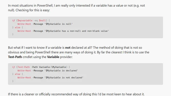 How to tell if a PowerShell variable has not been Declared