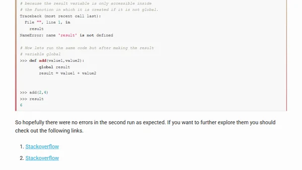 The use of return and global keywords