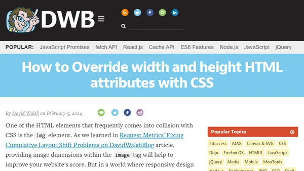 How to Override width and height HTML attributes with CSS
