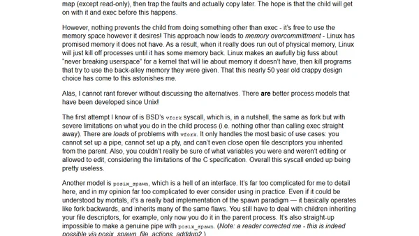 fork is not my favorite syscall