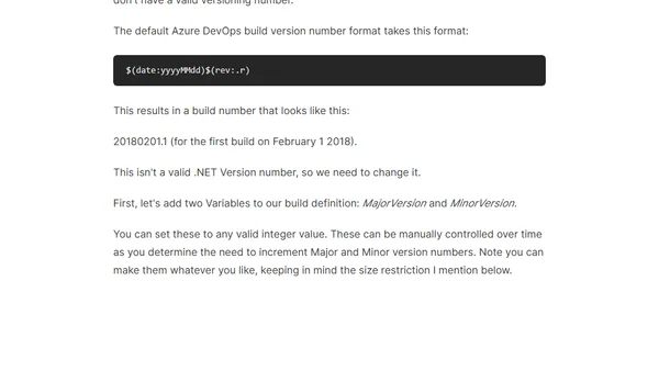 Easy Release Versioning for .NET Projects using Azure DevOps and TFS