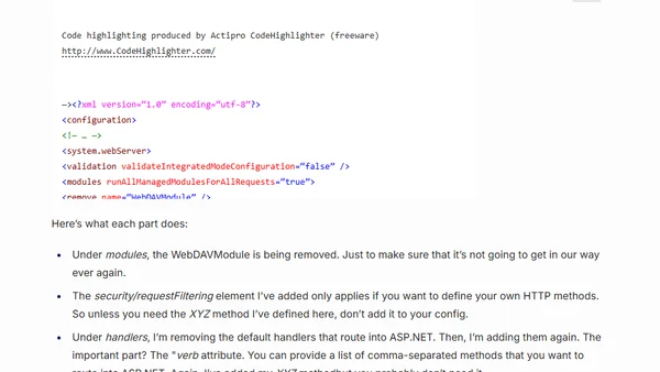 Configuring IIS methods for ASP.NET Web API on Windows Azure Websites and elsewhere