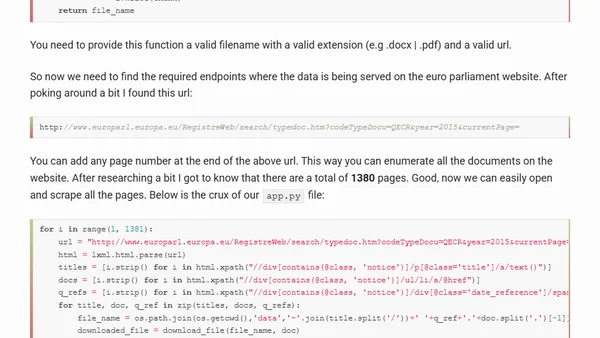 Scraping Euro Parliament Website Using Python