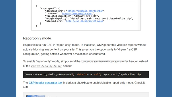 Processing Content Security Policy violation reports