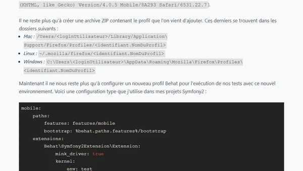 Tester rapidement un site mobile avec Behat