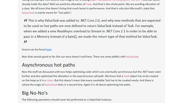 Task vs ValueTask - The what's, when's and how's