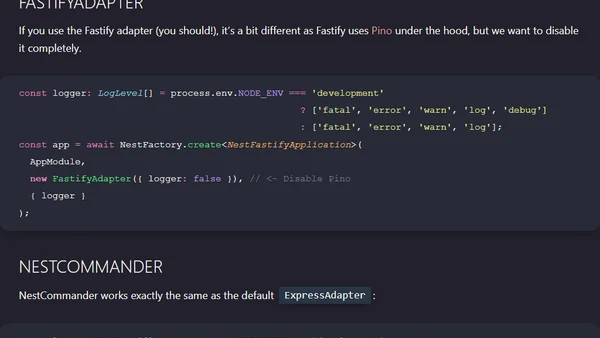 Good logging hygiene in Nest.js