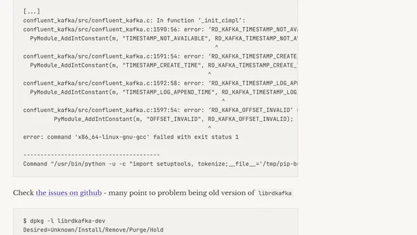 Installing the Python Kafka library from Confluent - troubleshooting some silly errors…