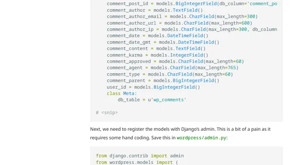 Administer WordPress using Django's Admin