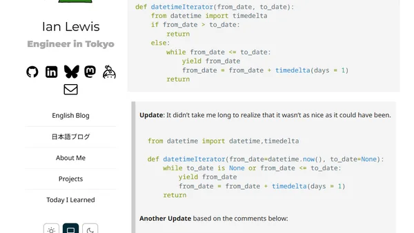 Python date range iterator