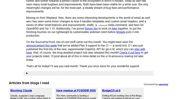 Status update, May 2020