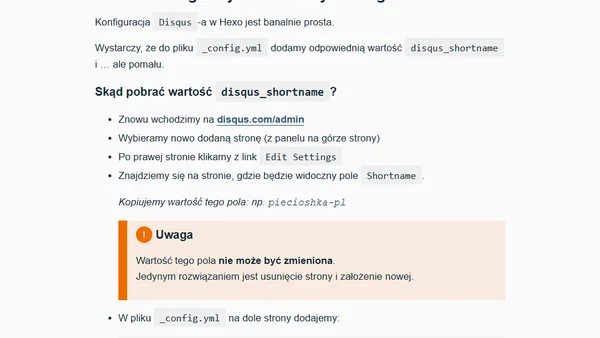 Hexo: Integracja z Disqus