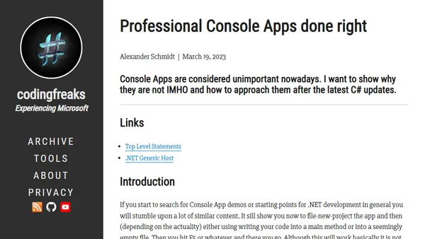 Professional Console Apps done right