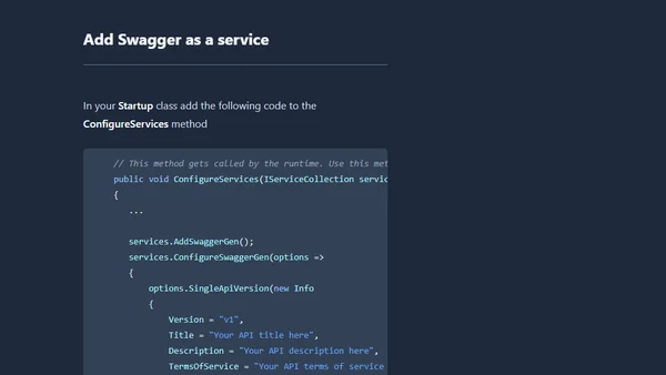 Add Swagger to your .NET Core Web API
