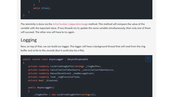 An asynchronous lock free ring buffer for logging