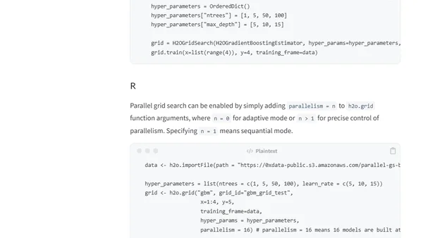 Parallel Grid Search in H2O