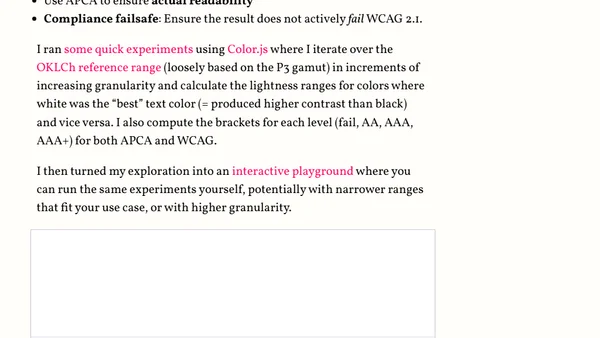 On compliance vs readability: Generating text colors with CSS