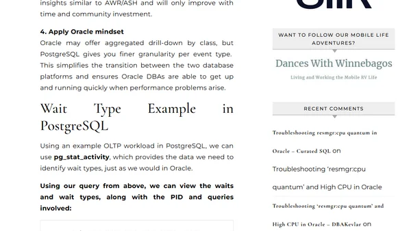 PostgreSQL for the Oracle DBA, Part 5: Understanding Wait Analysis