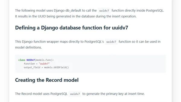 How to use UUIDv7 in Python, Django and PostgreSQL