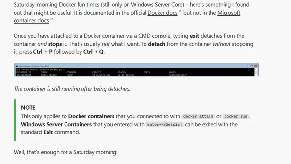 Detach from a Docker Container Without Stopping It
