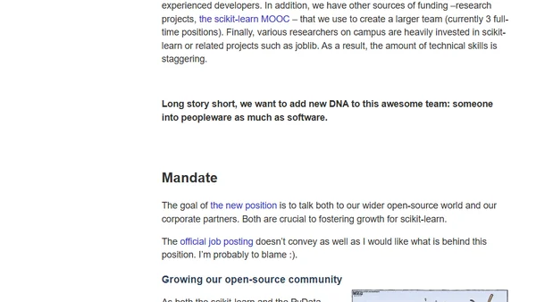 Hiring someone to develop scikit-learn community and industry partners