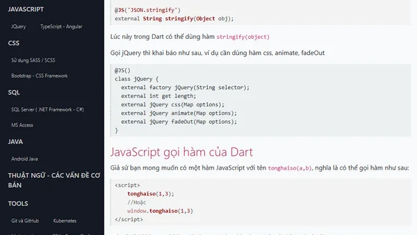 Javascript gọi hàm của Dart và Dart gọi hàm Javascript