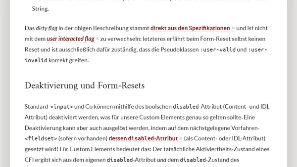 Unsortierte Erkenntnisse zu Formular-Elementen mit Custom Elements, Teil 1 von N