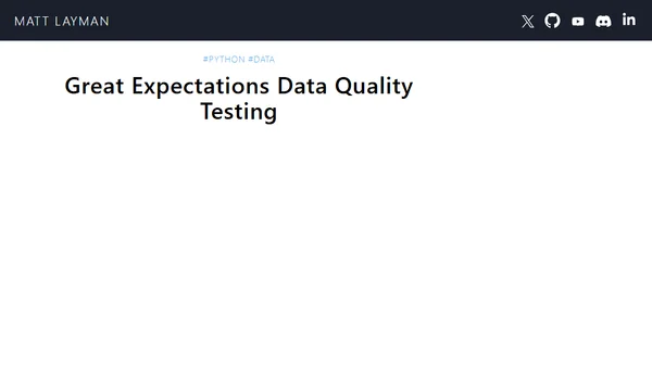 Great Expectations Data Quality Testing