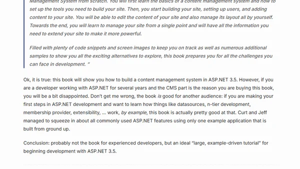 Book review: ASP.NET 3.5 CMS Development