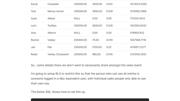 Azure SQL Database - Row Level Security Walkthrough
