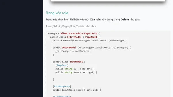 (ASP.NET Razor) Xây dựng chức năng quản lý Role  gán role cho User trong ASP.NET