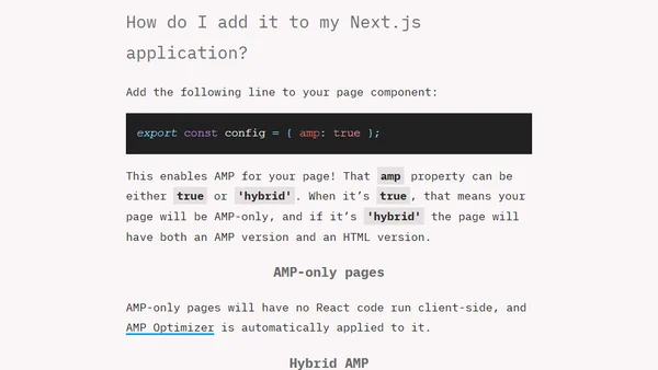 Enabling AMP in your Next.js projects
