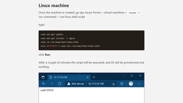How to quickly deploy a test web server on an Azure VM