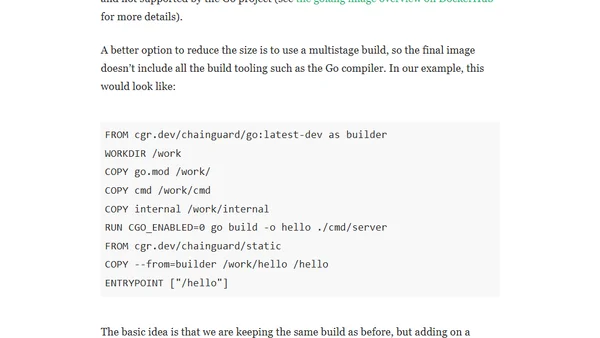 Building minimal and low CVE images for compiled languages